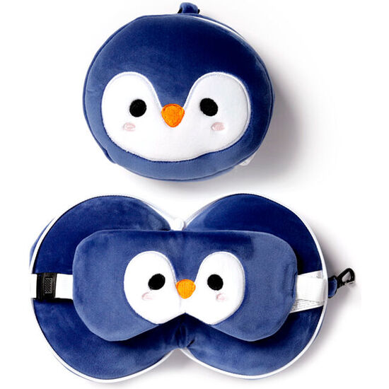 ALMOHADA VIAJE ANTIFAZ PINGÜINO ADORAMALS RELAXEAZZZ image 0