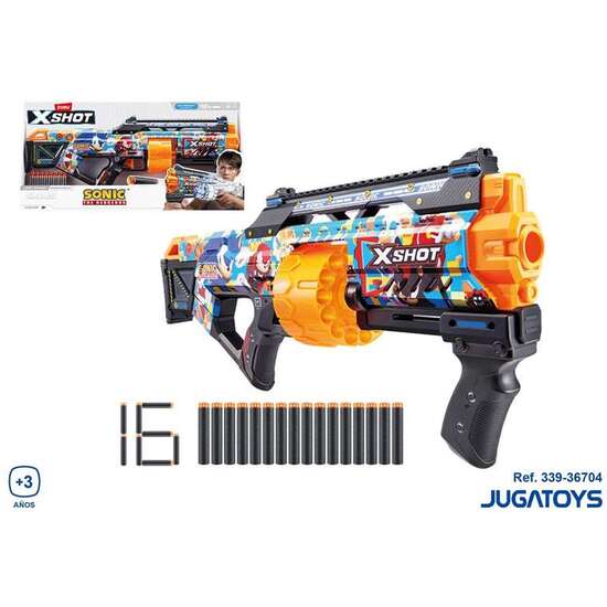 PISTOLA X-SHOT SKINS LAST STAND SONIC CON 16 DARDOS 60 X 30 CM - MODELOS SURTIDOS image 1