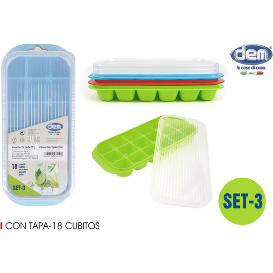 SET-3 ICE TRAY W/18 CUBES+COVER PRIVILEGE image 0