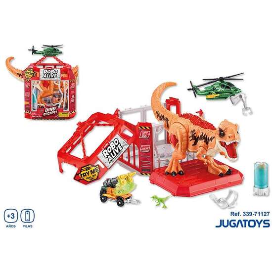 DINOSAURIO ROBO ALIVE DINO ESCAPE LUCES Y SONIDOS PLAYSET DE JAULA CON SLIME Y ACCESORIOS 30 X 40 CM image 1