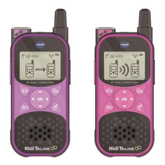 WALKIE TALKIE KIDITALKIE EXPLORER ROSA CON LINTERNA Y PANTALLA CON LUZ ¡INCLUYE 4 JUEGOS! image 0