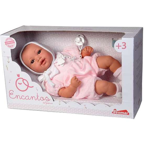 MUÑECO RECIEN NACIDO ENCANTOS BEBE LUCIA 48 CM. INCLUYE PELELE ROSA image 0