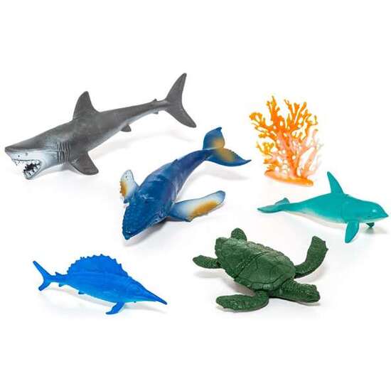 FIGURAS MUNDO MARINO EN CAJA. 6 PIEZAS. image 1