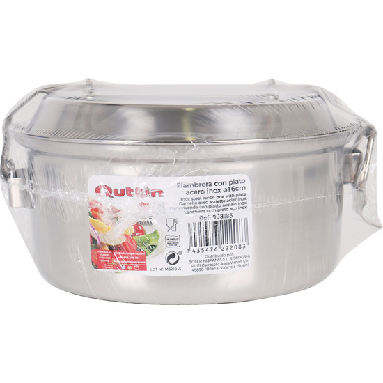 INOX STEEL LUNCH BOX Ш16CM W/PLATE  image 1