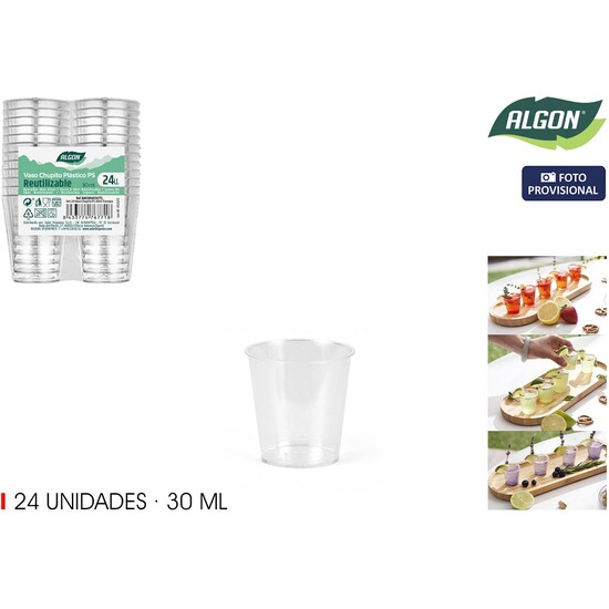 SET-24 VASO CHUPITO PS 30ML TRANSPA ALGON image 1