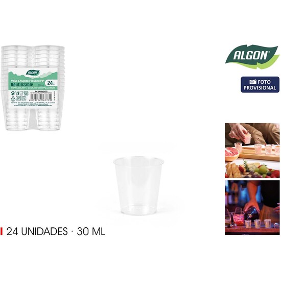 SET-24 VASO CHUPITO PP 30ML TRANSPA ALGON image 1