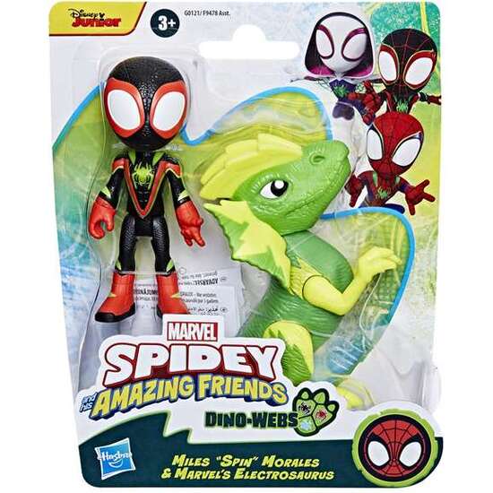 FIGUARA SPIDEY DINO WEBS MILES MORALES Y MARVEL ELECTROSAURUS 6.4X1.78X1.52 CM image 0