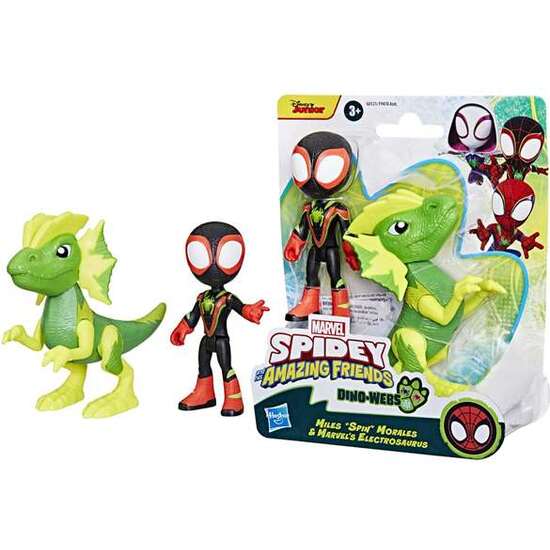 FIGUARA SPIDEY DINO WEBS MILES MORALES Y MARVEL ELECTROSAURUS 6.4X1.78X1.52 CM image 2