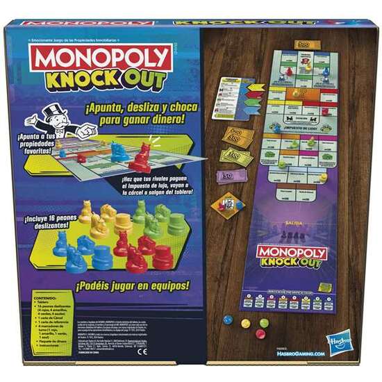 JUEGO MONOPOLY KNOCKOUT. DESLIZA LOS PEONES PARA DERROTAR A TUS RIVALES Y GANAR DINERO. image 1