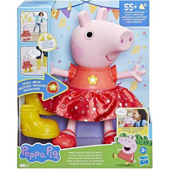 MUÑECA PEPPA PIG DIVERSIÓN EN LOS CHARCOS CON MAS DE 50 FRASES. 30 CM image 0