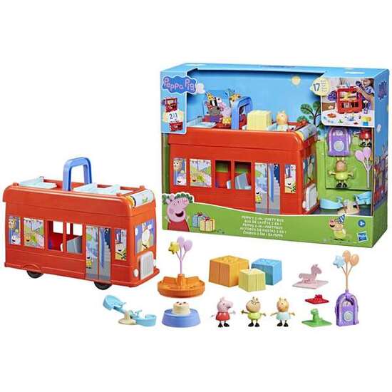 AUTOBÚS DE FIESTAS 2 EN 1 PEPPA PIG CON 16 ACCESORIOS. INCLUYE 3 PERSONAJES. 13,5X34,6X45,7 CM image 1