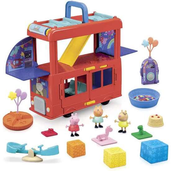 AUTOBÚS DE FIESTAS 2 EN 1 PEPPA PIG CON 16 ACCESORIOS. INCLUYE 3 PERSONAJES. 13,5X34,6X45,7 CM image 2