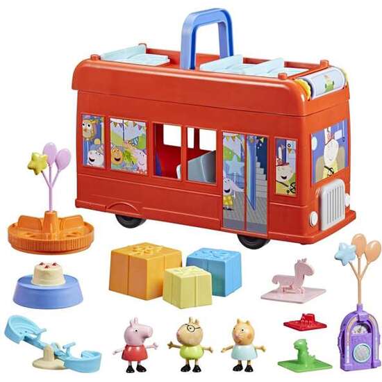 AUTOBÚS DE FIESTAS 2 EN 1 PEPPA PIG CON 16 ACCESORIOS. INCLUYE 3 PERSONAJES. 13,5X34,6X45,7 CM image 4