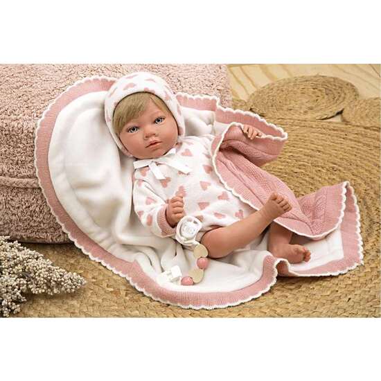 MUÑECA REBORN ARIAS 40 CM CRISTINA ROSA C/MANTA image 0