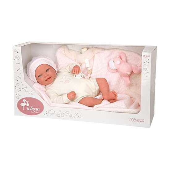 MUÑECA REBORN ARIAS 45 CM VIVIANE C/MANTA Y PELUCHE image 0