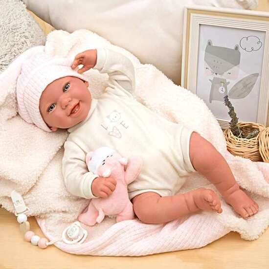 MUÑECA REBORN ARIAS 45 CM VIVIANE C/MANTA Y PELUCHE image 3