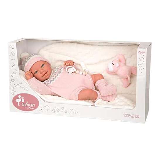 MUÑECA REBORN ARIAS 45 CM ANAIS C/MANTA Y PELUCHE image 0