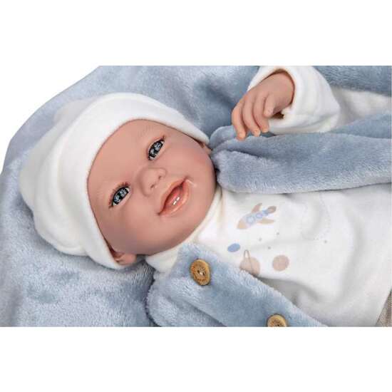 MUÑECA ELEGANCE 40 CM COLIN AZUL C/MANTA (MUÑECO DE PESO) image 3