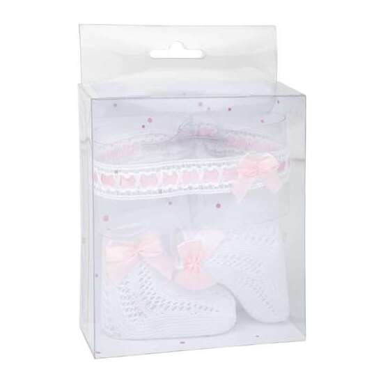 SET CALCETINES BLANCO/ROSA CON CINTA PARA LA CABEZA image 0