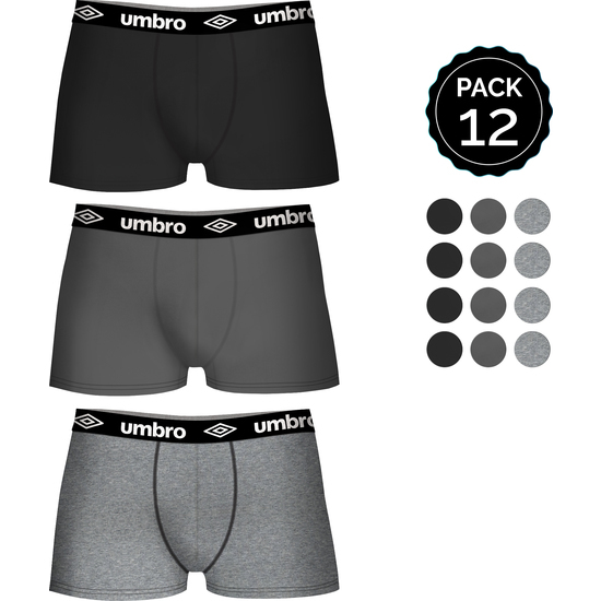 SET 12 BOXERS UMBRO NEGRO/ANTRACITA/GRIS image 0