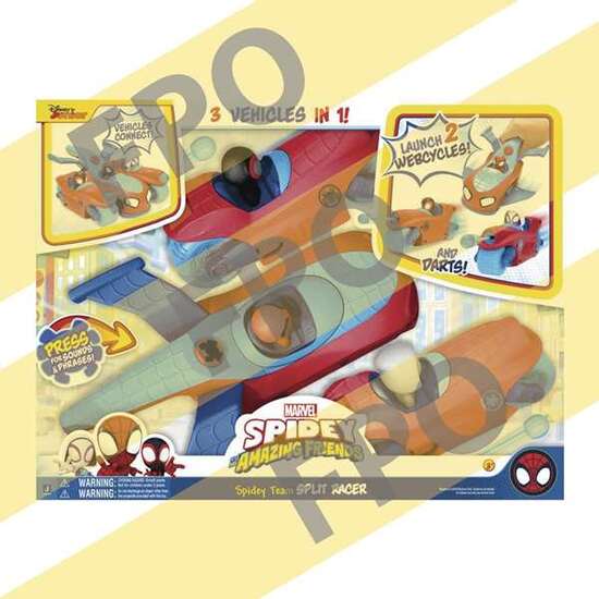 VEHICULO SPIDEY TEAM SPLIT RACER 3 EN 1. LANZA 2 VEHICULOS Y DARDOS. 36X10.8X27.94 CM image 0
