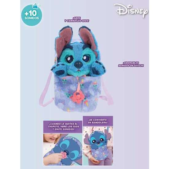 PELUCHE CACHORRO BABY PAWS STITCH CON SONIDO Y BOLSA TRANSPORTABLE PERSONALIZADA 10,30X19X11,20 CM image 2