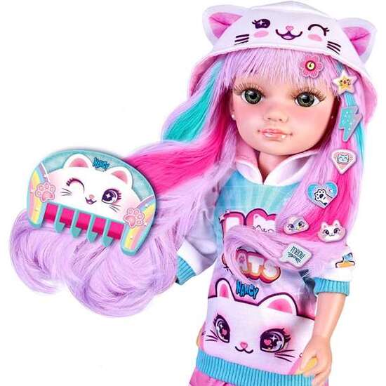 MUÑECA NANCY CATWAII 42 CM ¡DIVIERTETE CREANDO PEINADOS Y MAQUILLAJES FELINOS! image 2