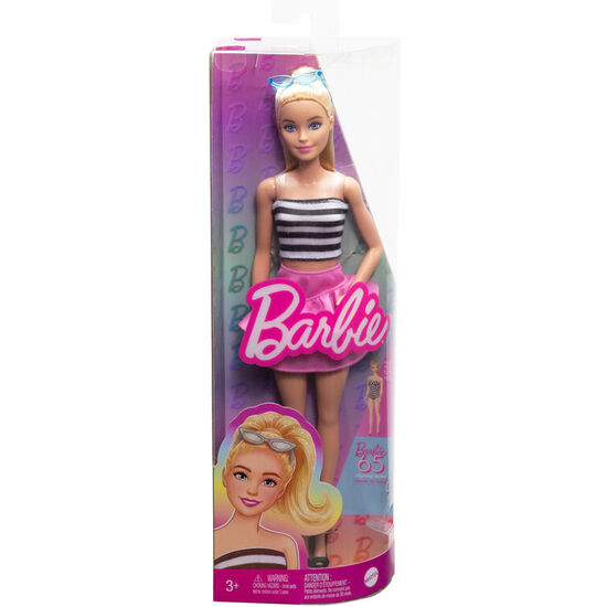 MUÑECA FASHIONISTA TOP RAYAS FALDA ROSA SURTIDO image 0