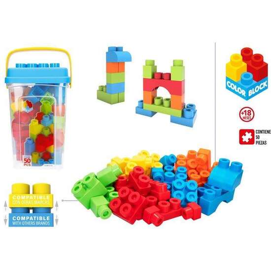 CUBO CONSTRUCCION BLOCK 50 PIEZAS. image 0