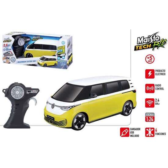COCHE RADIO CONTROL VOLKSWAGEN ELECTRIC BUS 2.4 GHZ ESCALA 1:24. INCLUYE CARGADOR USB. image 0