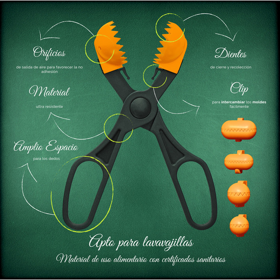 LA CROQUETERA - UTENSILIO MULTIUSO CON 4 MOLDES INTERCAMBIABLES - NARANJA image 3