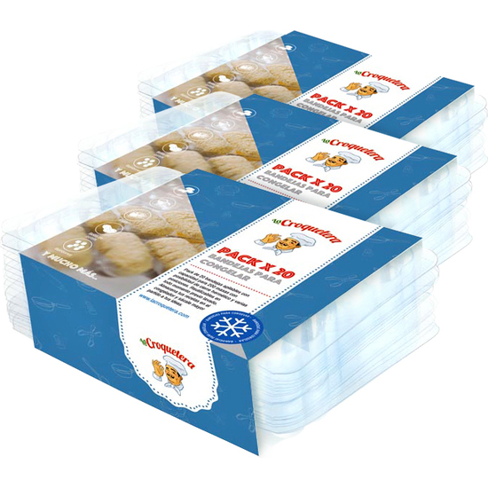 LA CROQUETERA - PACK DE 60 BANDEJAS APILABLES Y REUTILIZABLES - PARA 600 MASAS image 0