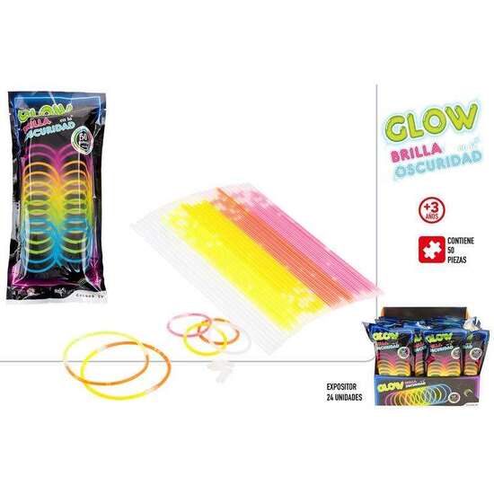 PULSERAS LUMINOSAS BRILLA EN LA OSCURIDAD. EL SOBRE INCLUYE 24 PULSERAS. image 0