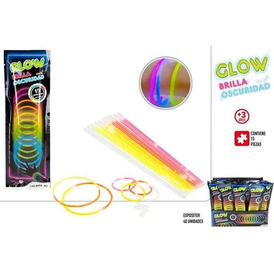 PULSERAS LUMINOSAS BRILLA EN LA OSCURIDAD. EL SOBRE INCLUYE 15 PULSERAS. image 0