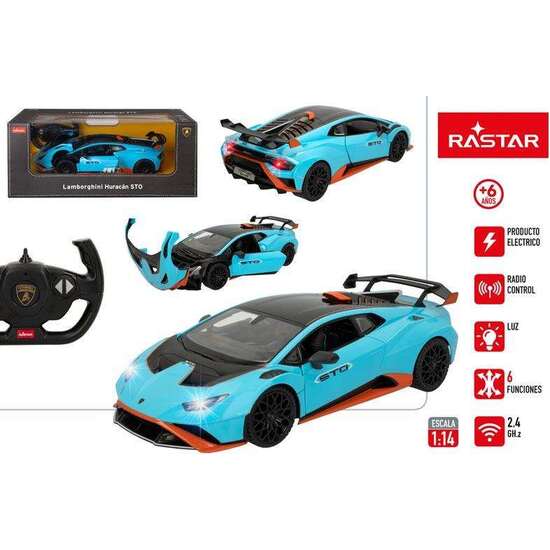 COCHE RADIO CONTROL LAMBORGHINI HURACAN STO AZUL.2.4 GHZ ESCALA 1:14 LUZ EN LOS FAROS. image 0