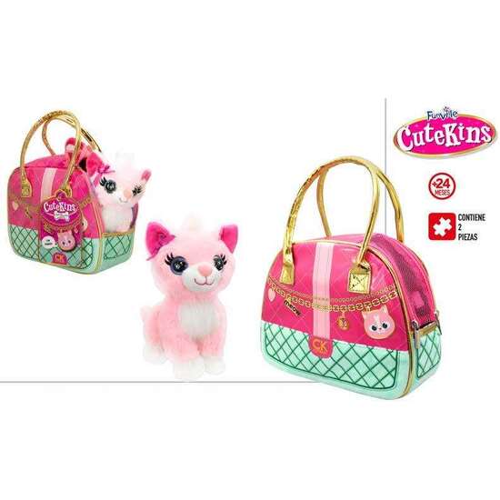 PELUCHE CUTEKINS GATITO CON BOLSO DE DISEÑO 19X20X14 CM image 0