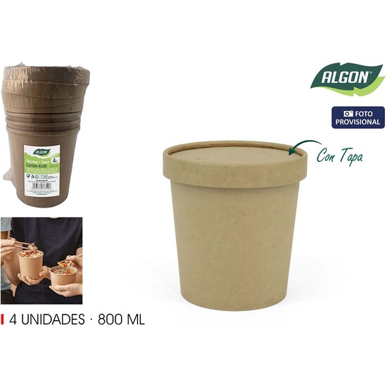 SET-4 TARRINA KRAFT C/TAPA 800ML ALGON image 1
