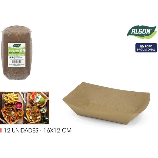 SET-12 BARQUILLAS KRAFT 16X12CM ALGON image 1