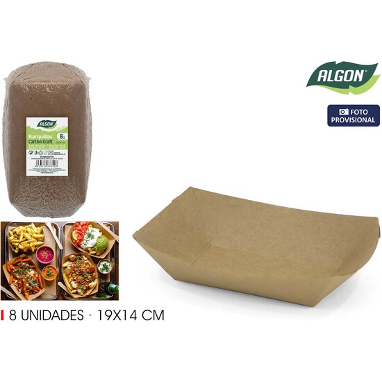 SET-8 BARQUILLAS KRAFT 19X14CM ALGON image 1