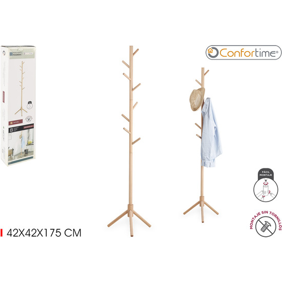 PERCHERO MADERA HAYA 175CM NATURAL CONFORTIME image 1