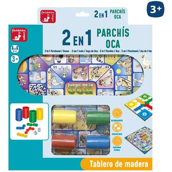 JUEGO PARCHÍS Y OCA DE MADERA 30X30 CM image 1