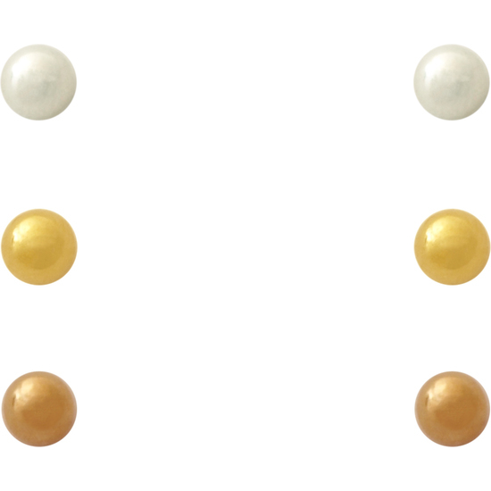 3 PARES DE PENDIENTE BOLITA. COLOR PLATA, ORO AMARILLO Y ORO ROSA image 0