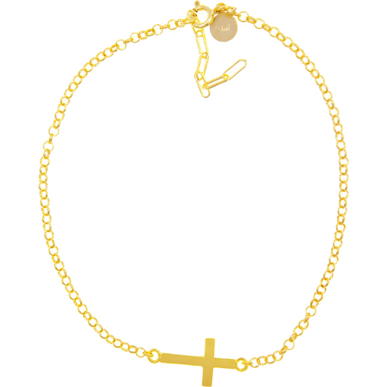 PULSERA CON CRUZ. BAÑO ORO AMARILLO image 0