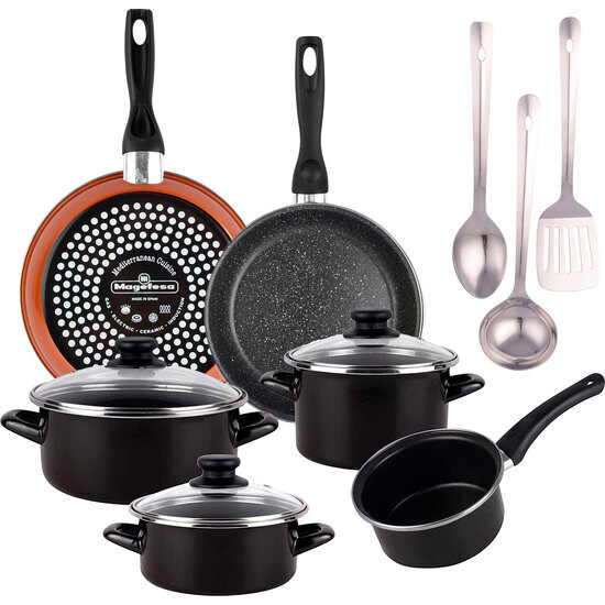 PACK DE 2 SARTENES 22/28 + BATERIA DE COCINA + 3 UTENSILIOS DE COCINA image 0