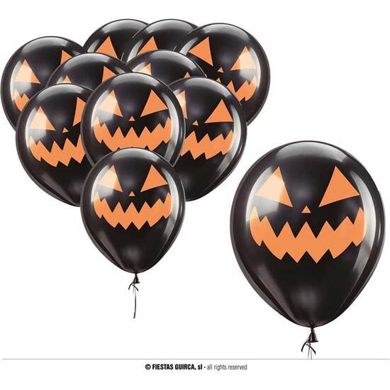 BOLSA 10 GLOBOS NEGROS CALABAZA 30 image 0