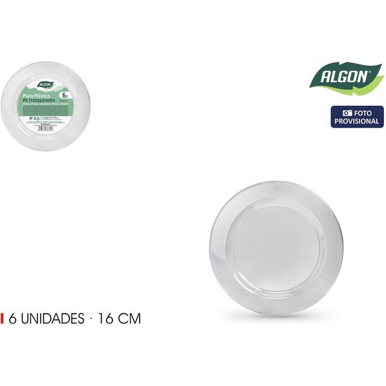 SET-6 PLATO PS TRANSPARENTE 16CM ALGON image 1