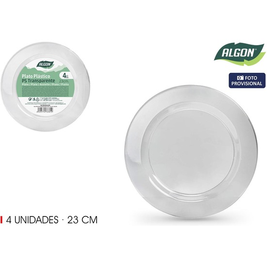 SET-4 PLATO PS TRANSPARENTE 23CM ALGON image 1
