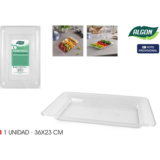BANDEJA PS RECT. TRANSP. 36X23CM ALGON image 1