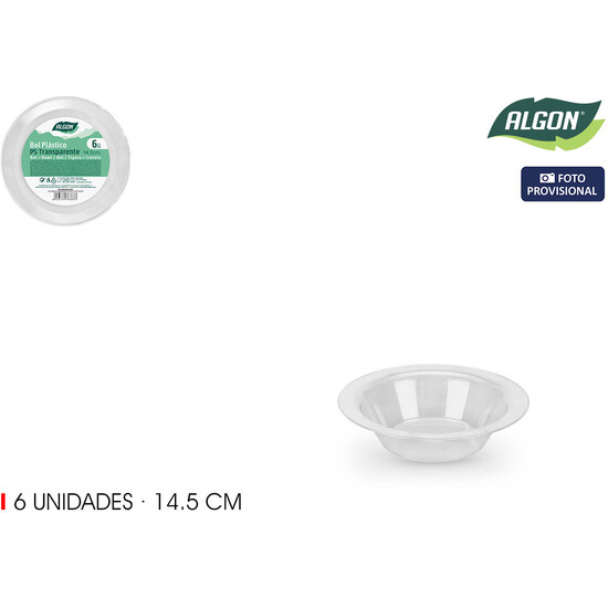 SET-6 BOL PS TRANSPARENTE 14.5CM ALGON image 1