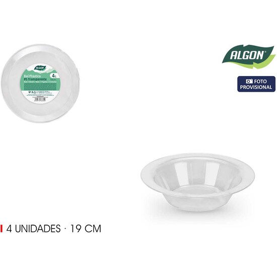 SET-4 BOL PS TRANSPARENTE 19CM ALGON image 1